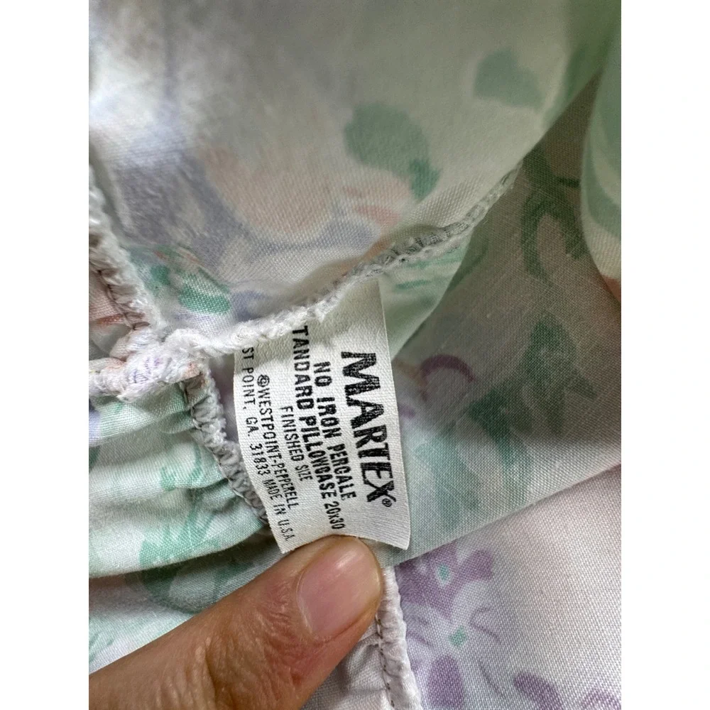 Vintage Martex Floral Ruffle Pillowcase Set 2 Standard Percale Lilac Hydrangea - Picture 6 of 10